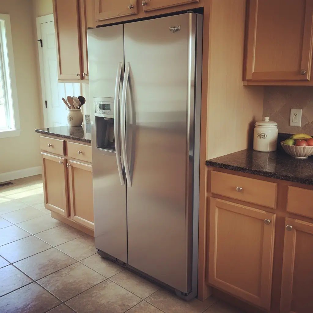 Counter-depth refrigerator fit integrated into a modern kitchen with flush cabinets