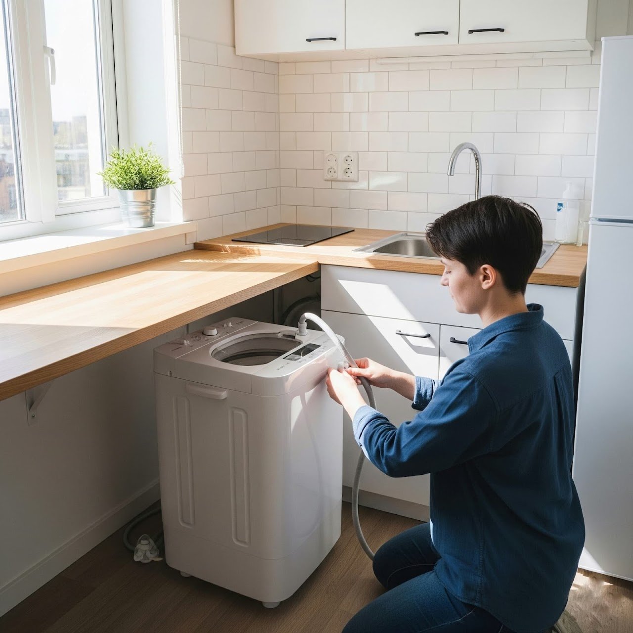 Portable washing machine installation hacks for an apartment