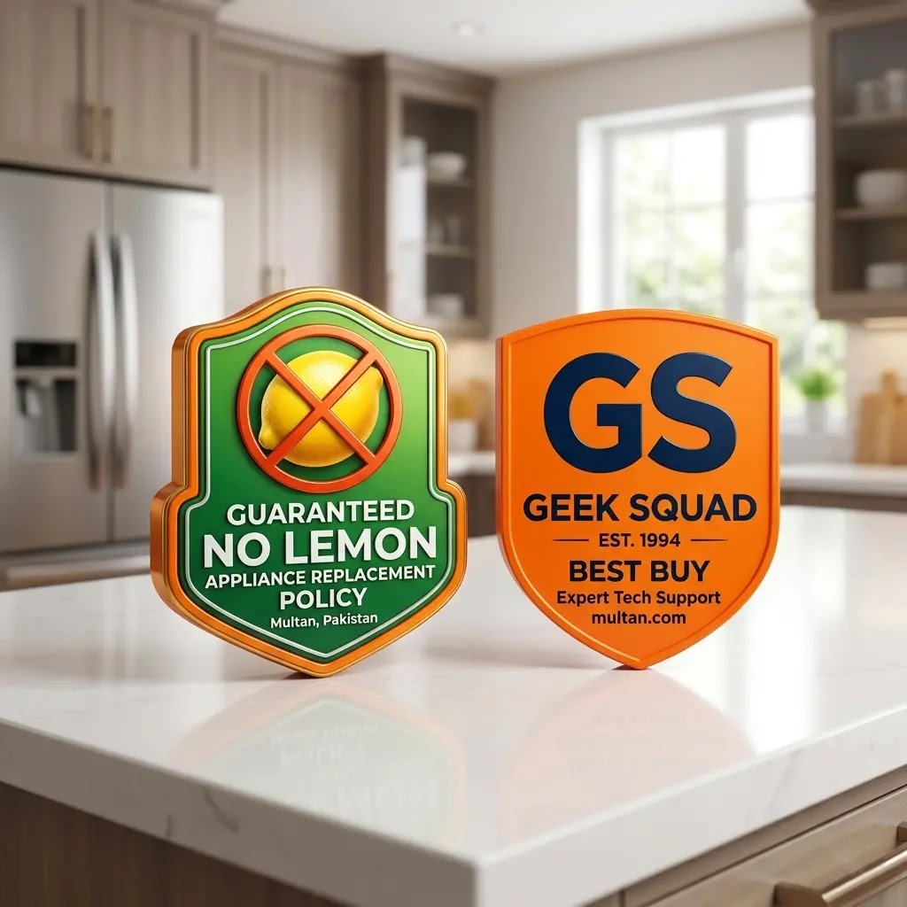 Geek Squad No Lemon benefit badge for Frigidaire appliances.