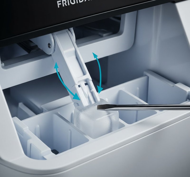 Ice maker assembly inspection inside refrigerator unit
