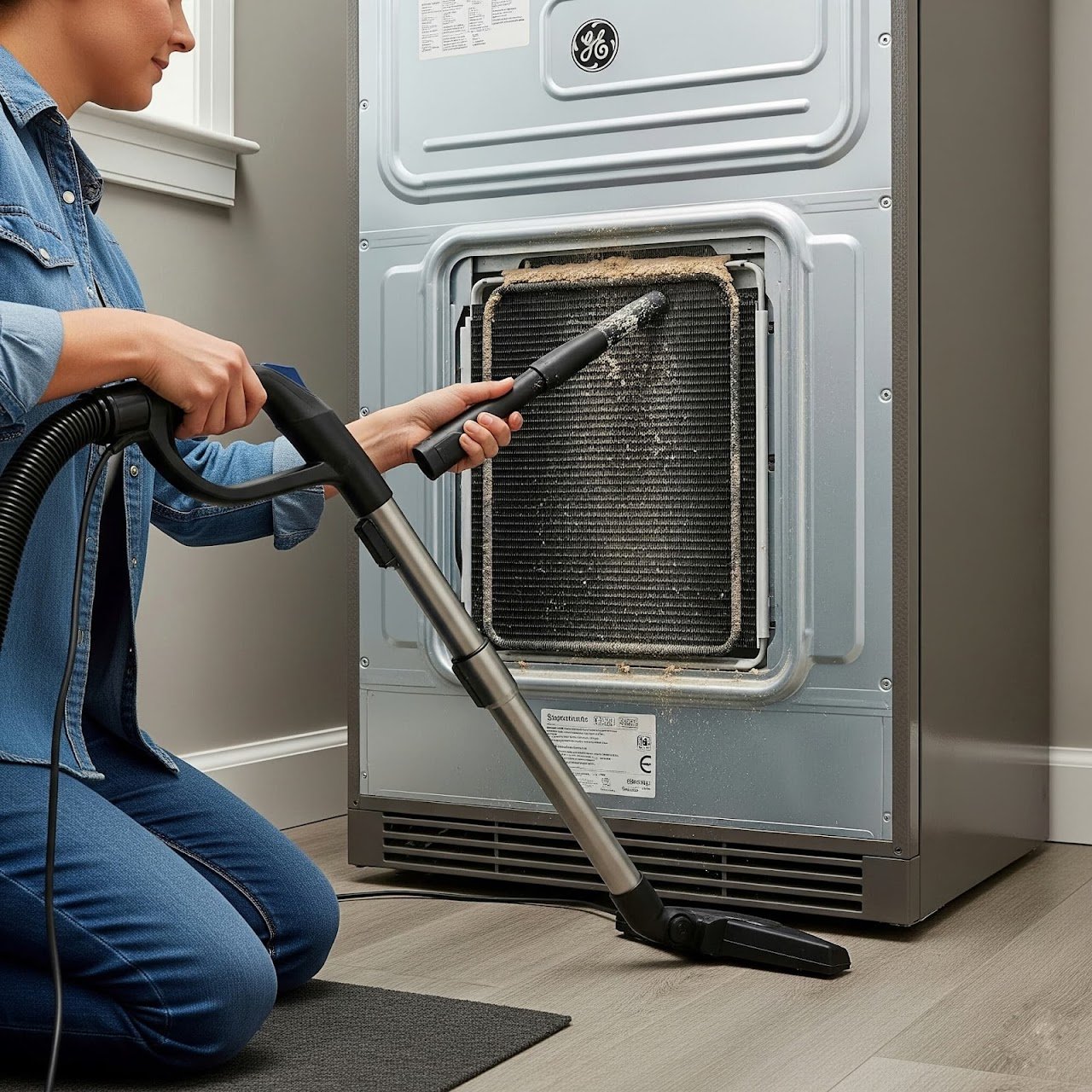 Cleaning GE refrigerator condenser coils