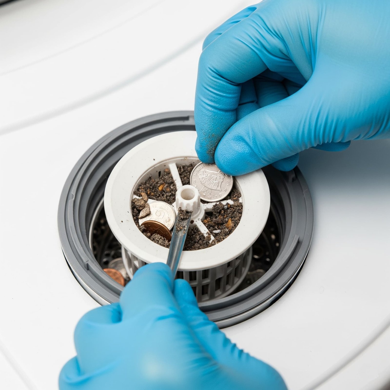Cleaning the washing machine filter to improve drainage and performance