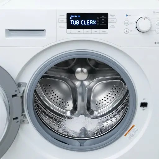 Powdered dishwasher detergent used to deep clean washing machine drum.