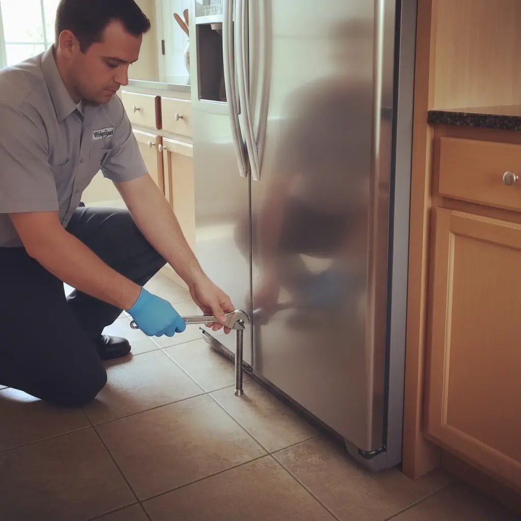 Adjusting leveling legs on a counter-depth refrigerator