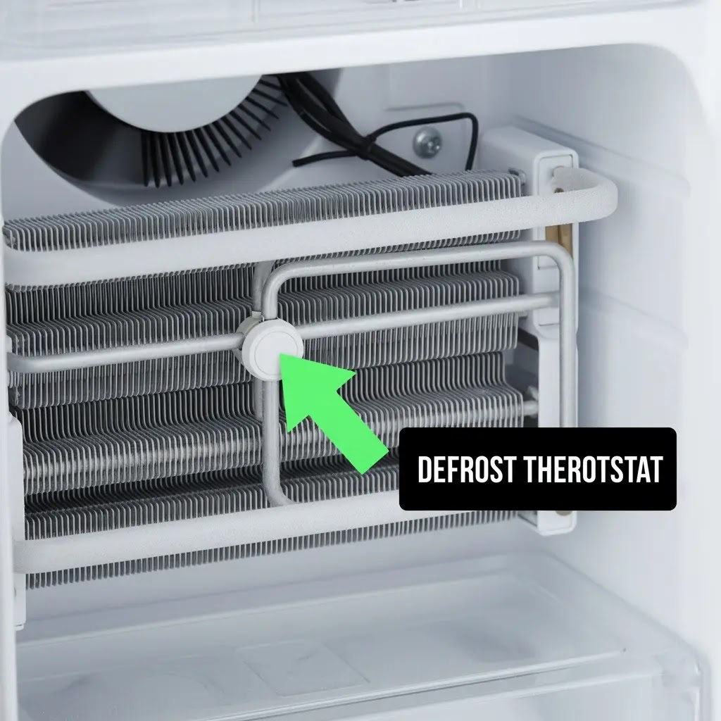 How to find and test the defrost thermostat on GE refrigerator coils.