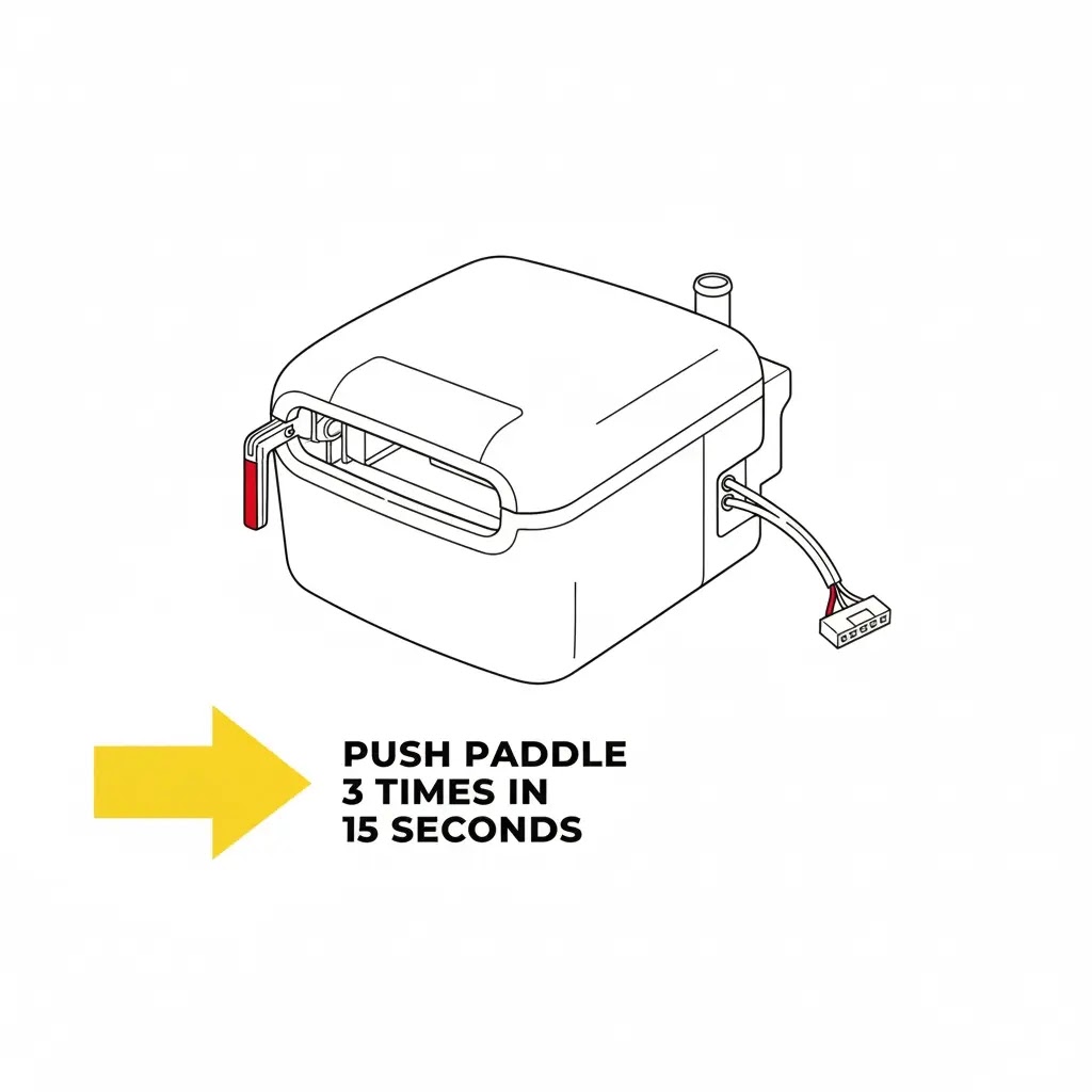 How to force a harvest cycle on a GE ice maker by pushing the sensing paddle.