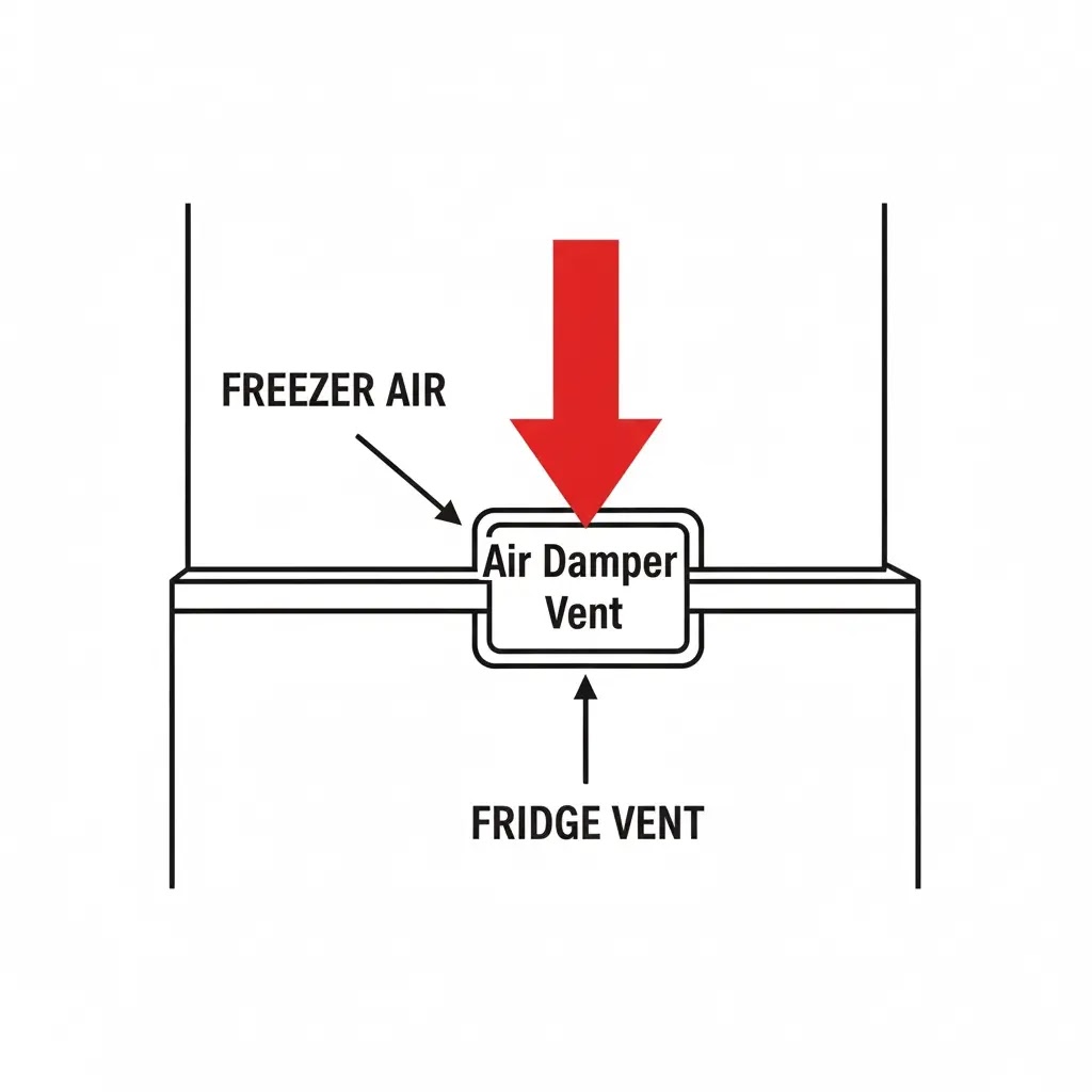 Identifying the air damper control in a GE Profile refrigerator to restore airflow.