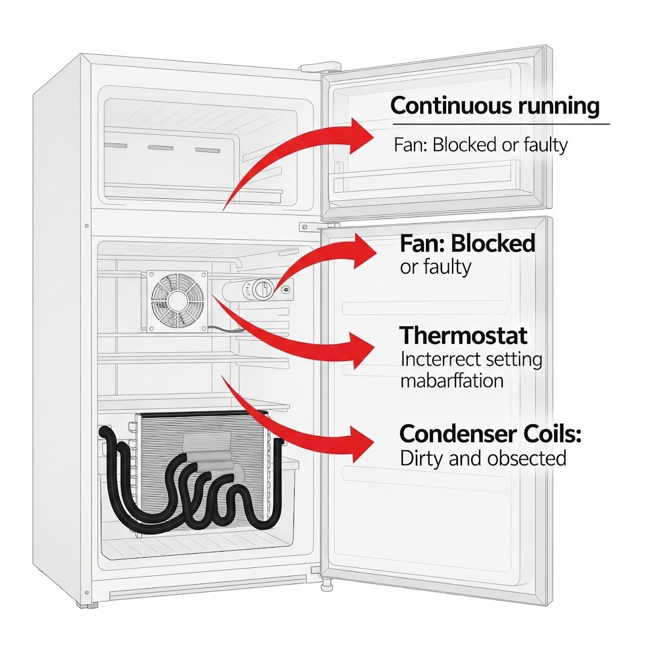 GE refrigerator running continuously causes