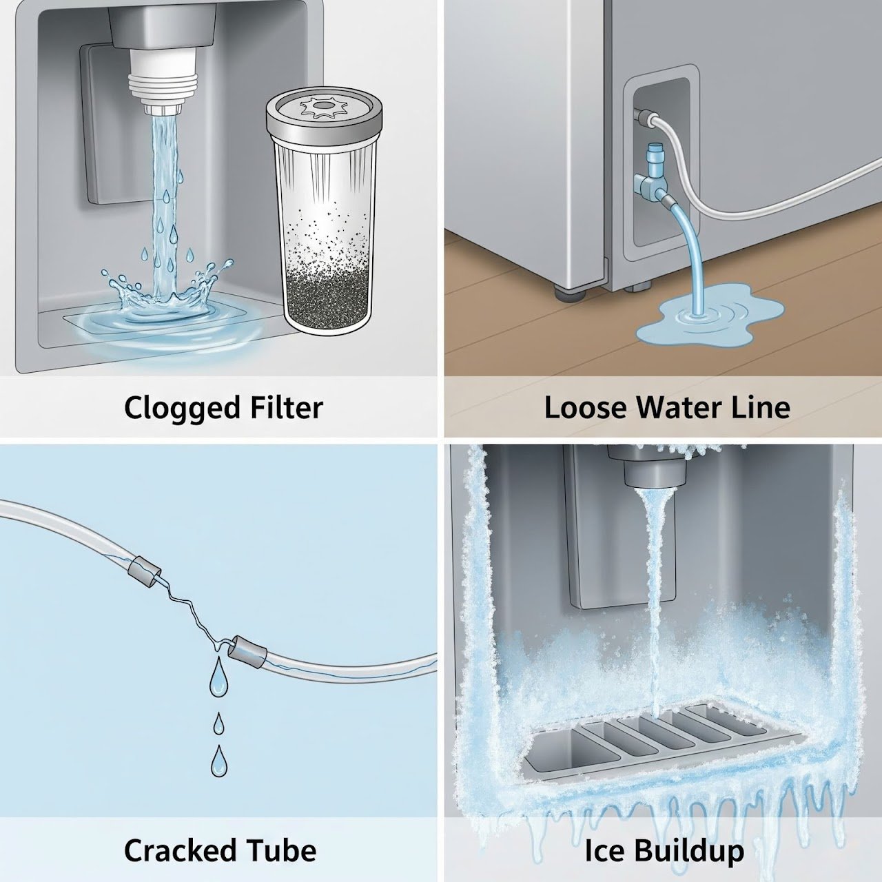 GE Refrigerator Water Dispenser Leak Causes