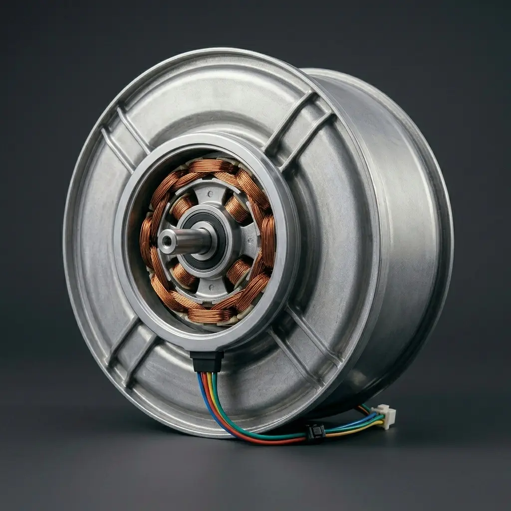 A high-end realistic product photograph of a modern brushless BLDC motor to solve GE washing machines problem