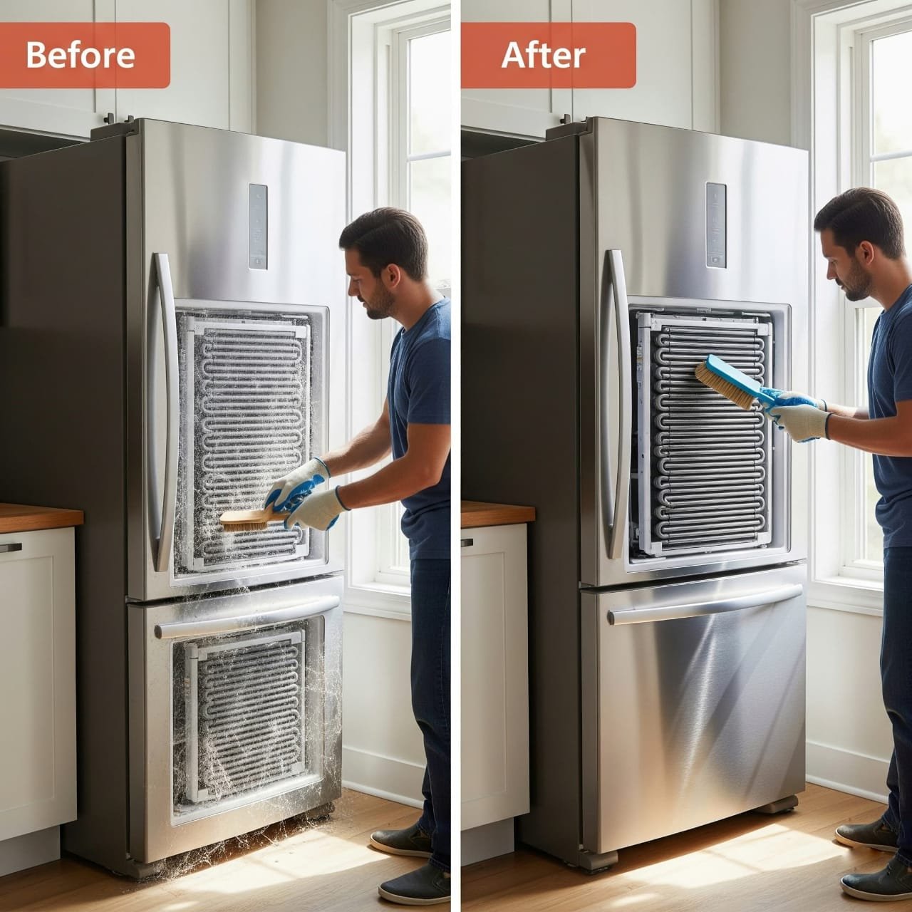 Featured image showing refrigerator coil cleaning process step-by-step