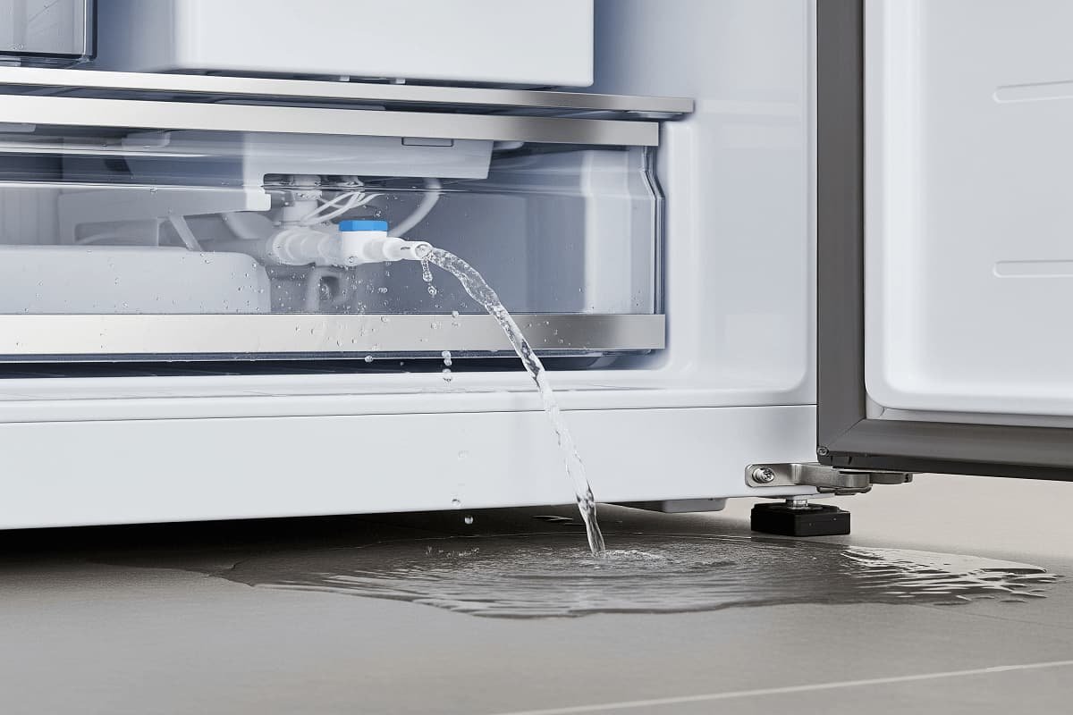 LG refrigerator ice maker leaking water onto the floor