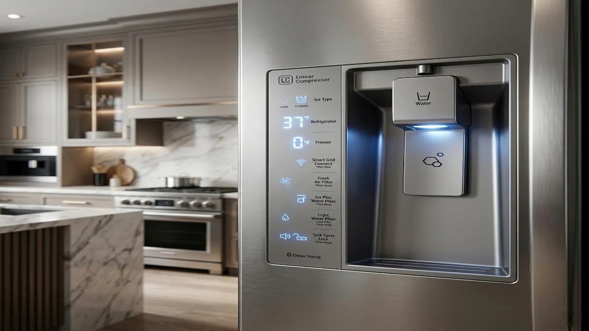 Optimal LG refrigerator temperature display showing 37 degrees Fahrenheit for fridge and 0 degrees for freezer.