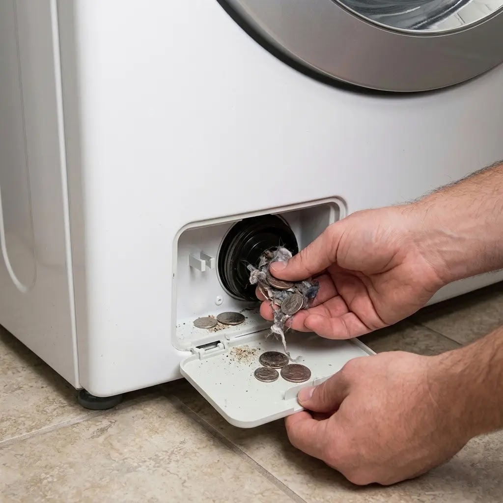 How to clean the hidden drain pump filter on an LG washing machine.