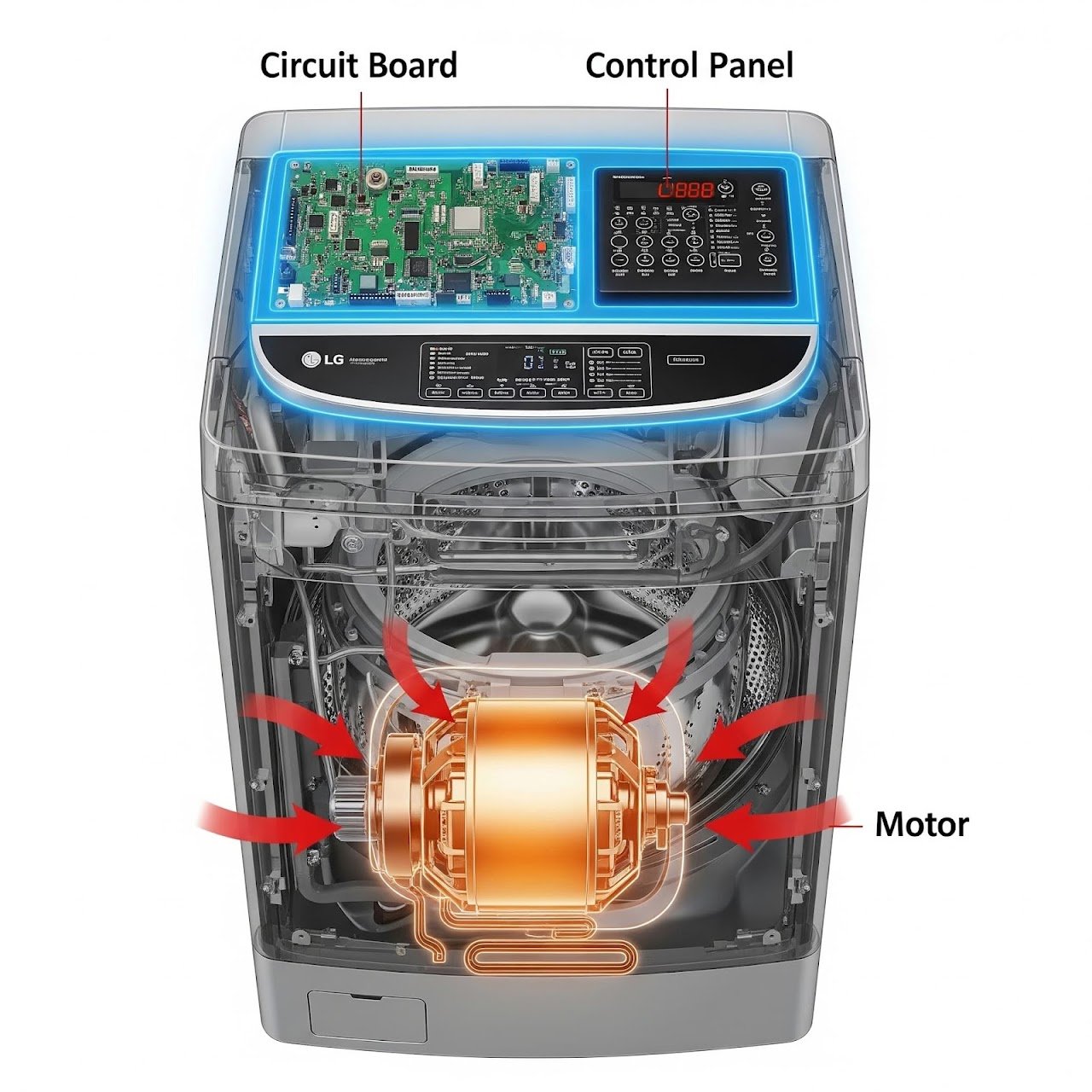 LG washer panel heating causes