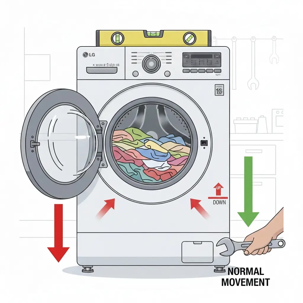Leveling LG washing machine and balancing load to fix UE error