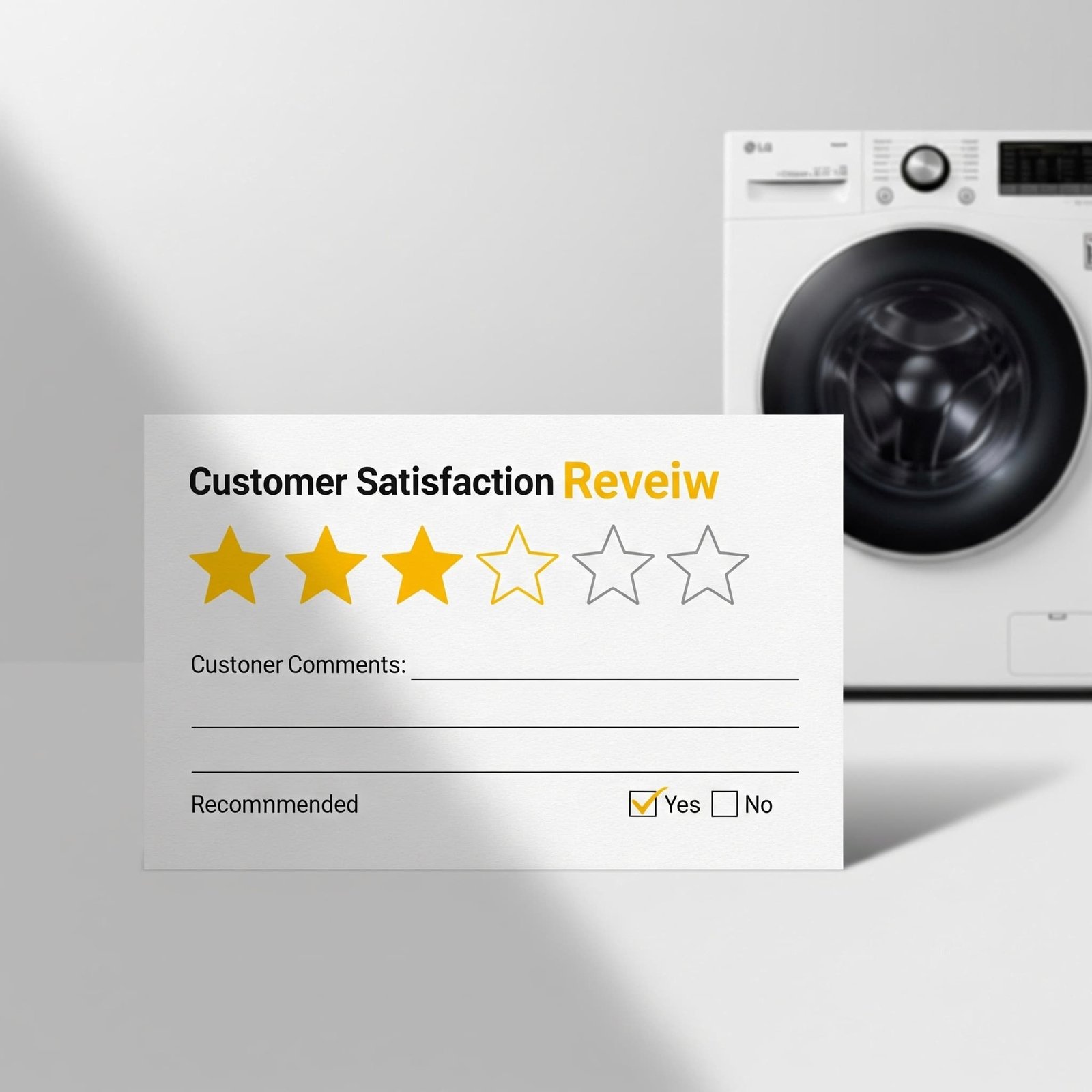 Customer reviewing LG washing machine 2025 — reliable and modern laundry appliance