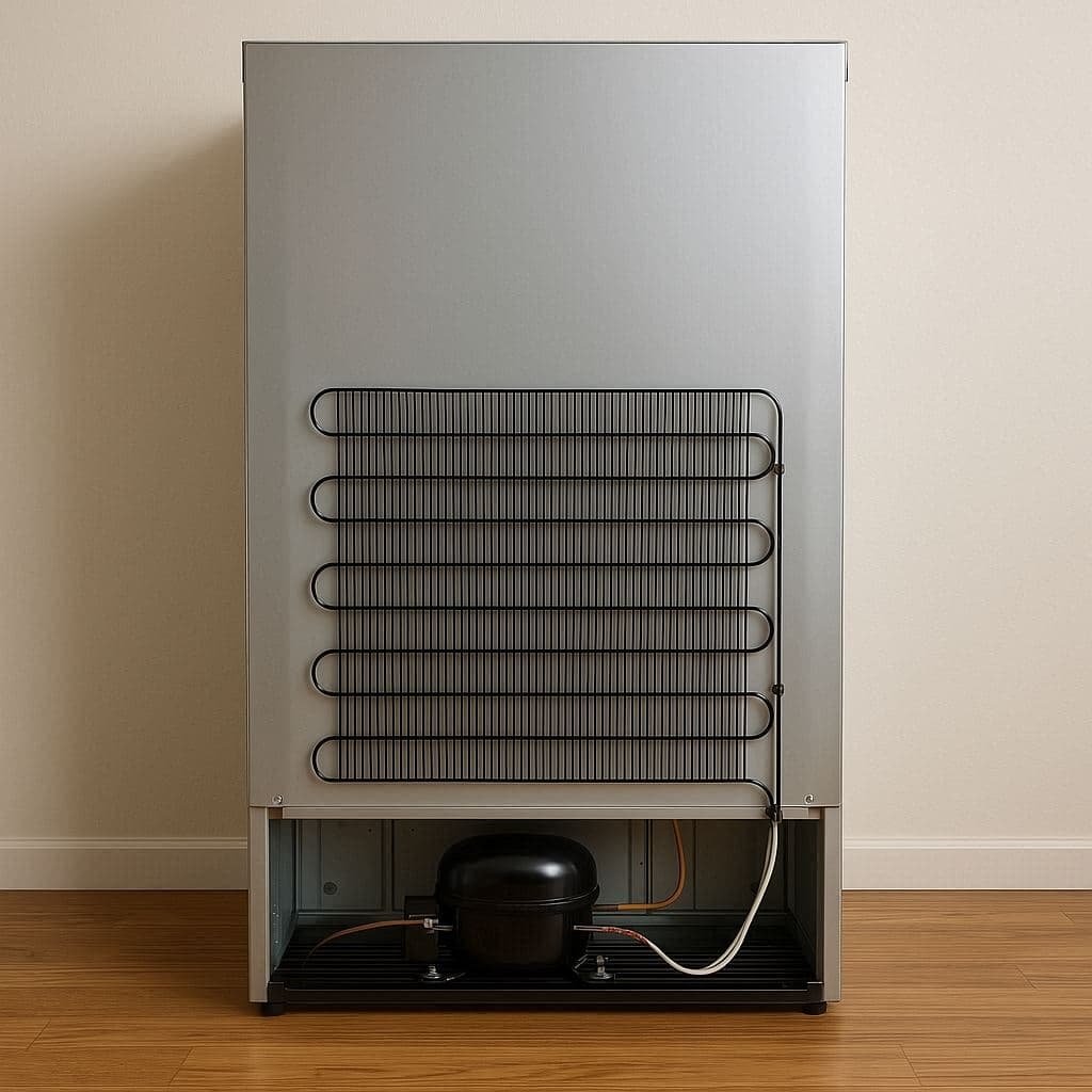 Locate refrigerator condenser coils behind or underneath the appliance