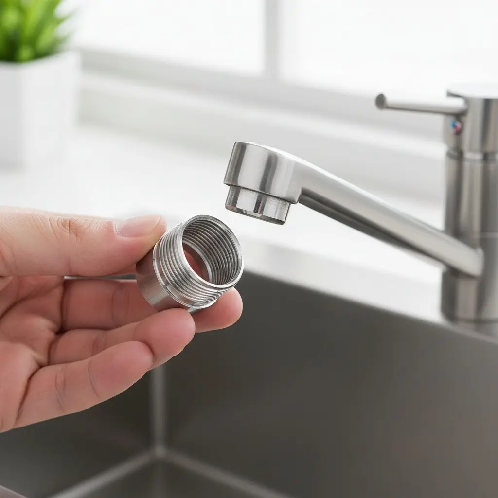 Quick connect faucet adapter for portable washing machine installation.