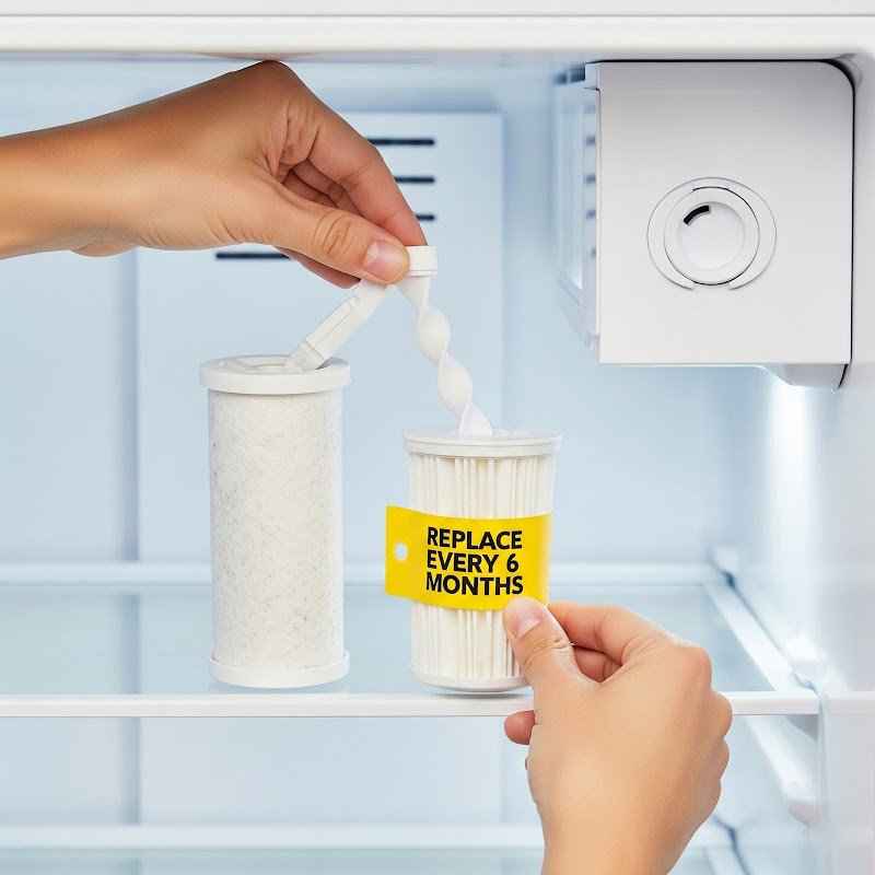 Replace fridge water filter to maintain clean and fresh drinking water