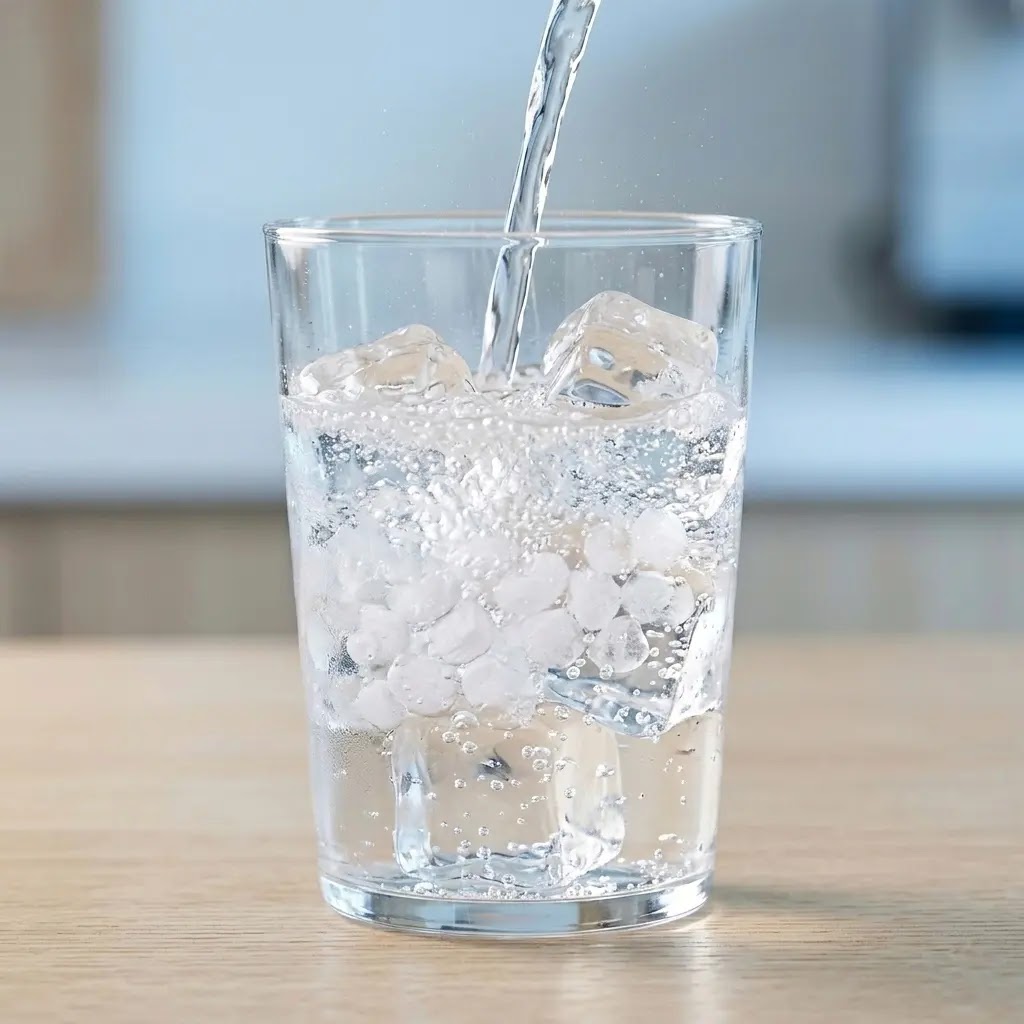 Comparison of standard ice cubes and Samsung Ice Bites from a dual ice maker.