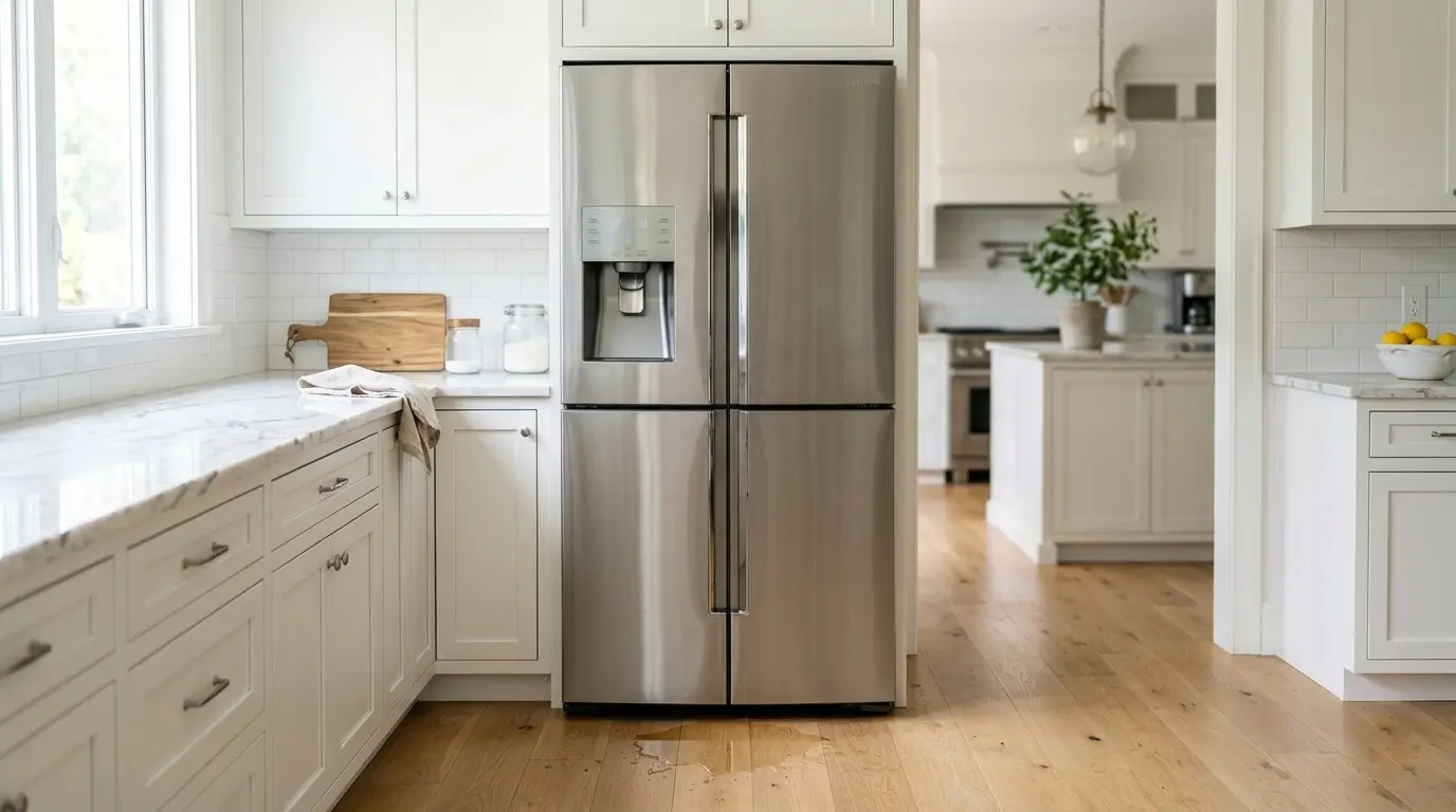 Samsung refrigerator leaking water onto kitchen floor