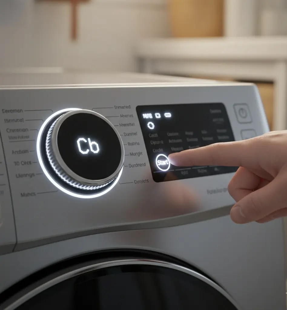 Samsung washer LED display showing the Cb calibration error code.