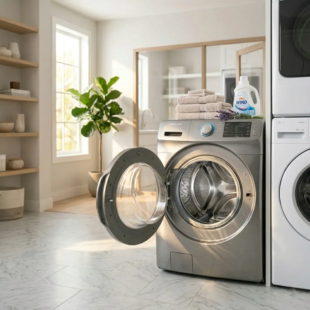 Samsung washing machine door left open after cycle to prevent drum odor and mold growth