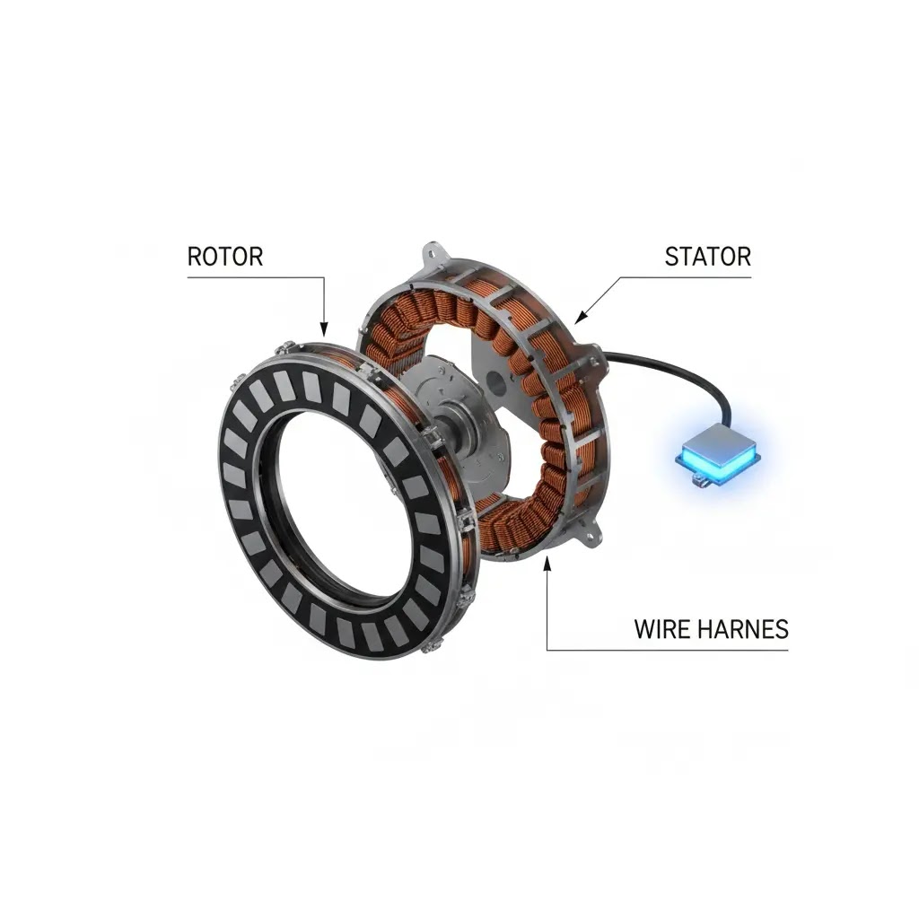 Technical diagram showing the location of the Hall Sensor on a Samsung direct drive motor.