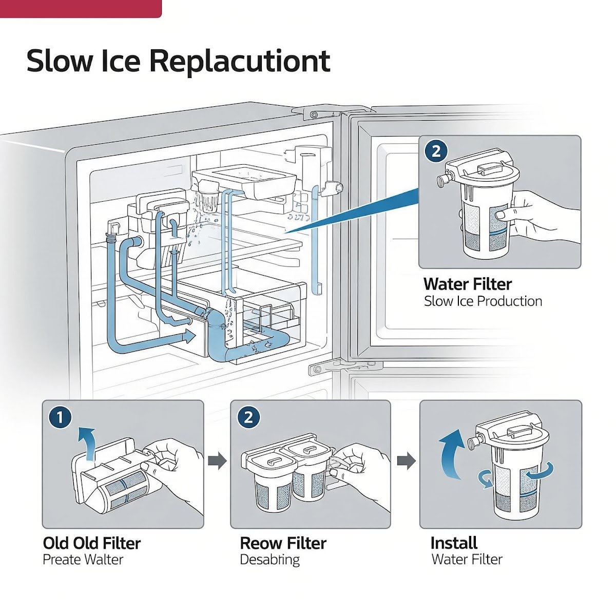Slow ice production – replace water filter