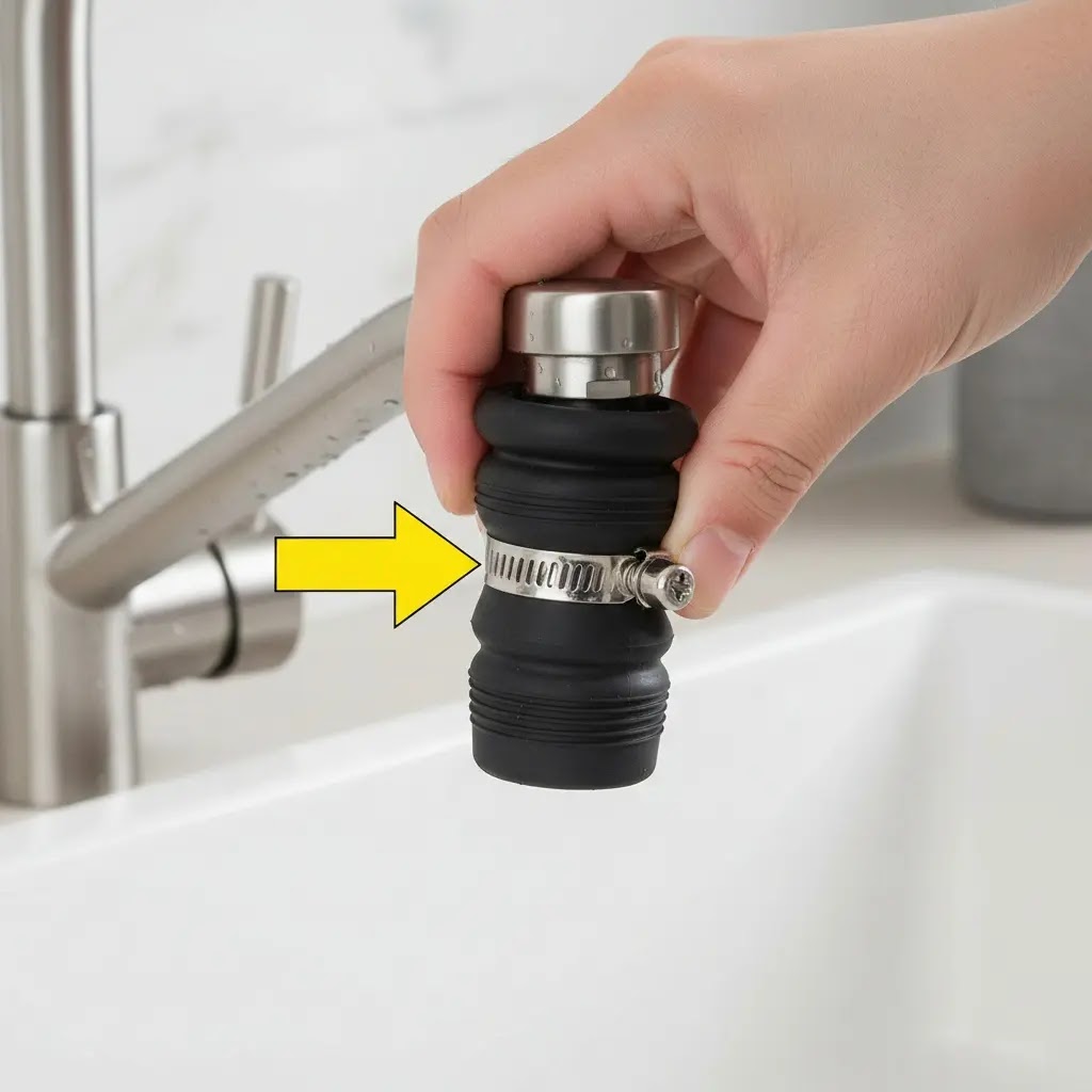 How to connect a portable washing machine to a non-threaded faucet using a universal adapter.