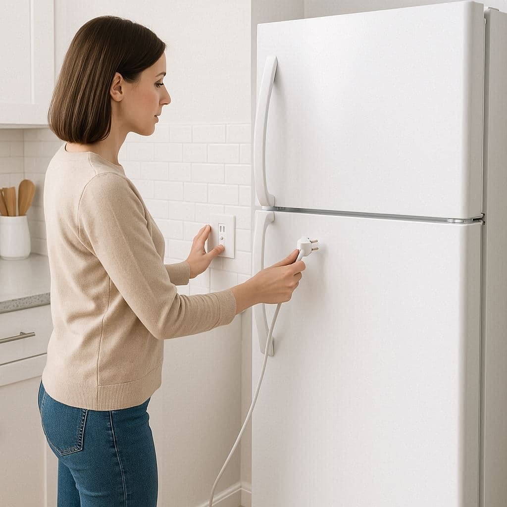 Unplug refrigerator before cleaning for safety