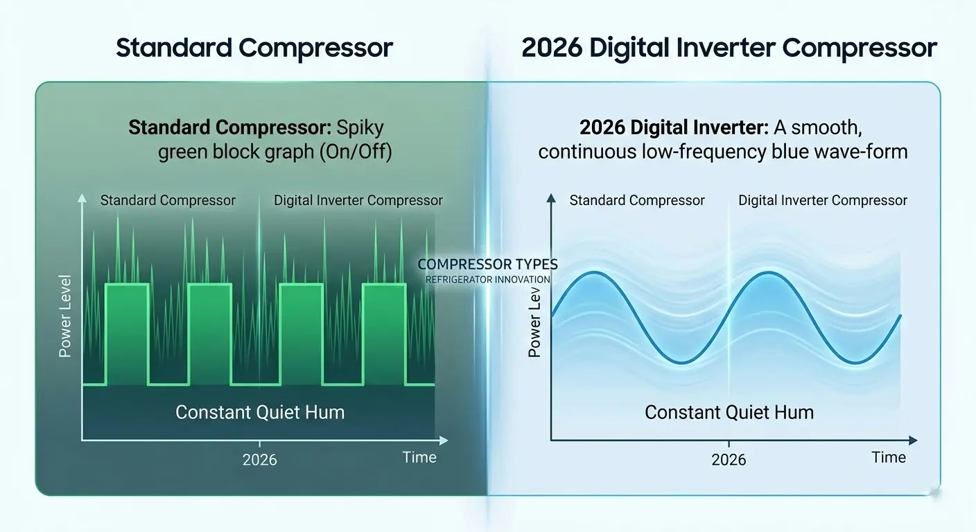 Graph showing a digital inverter compressor's constant low-speed operation
