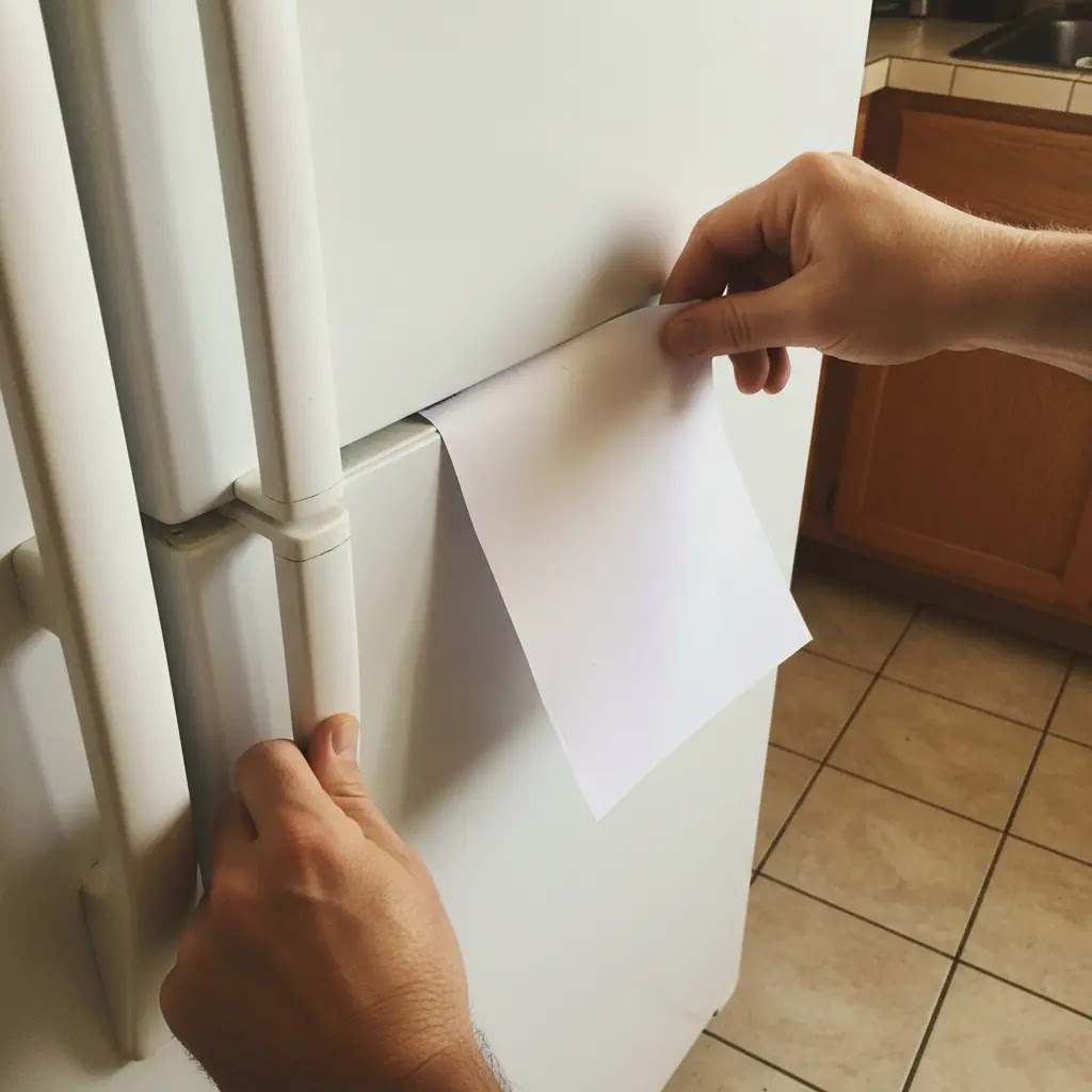 Testing Whirlpool refrigerator door gasket with paper strip method