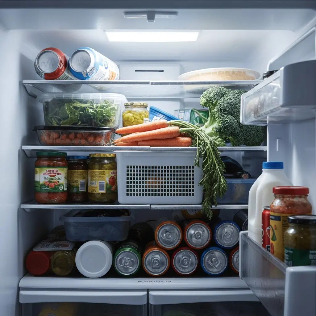 Proper airflow inside a Whirlpool refrigerator with spaced food items