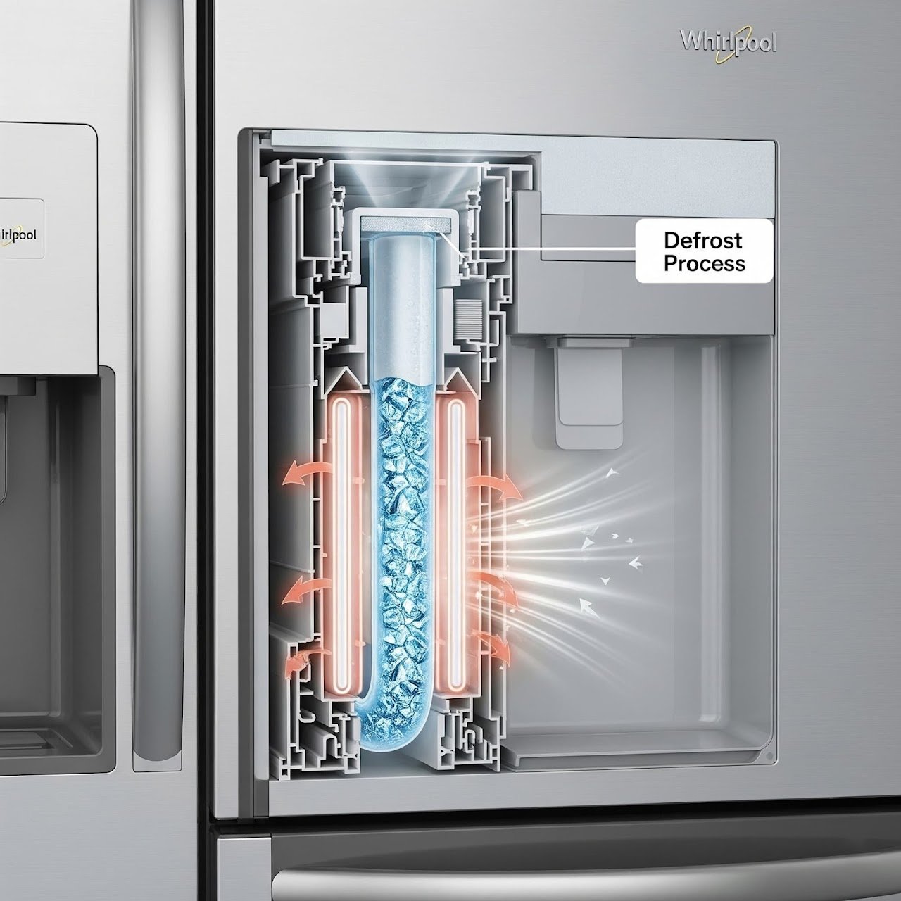 Whirlpool refrigerator with frozen water line