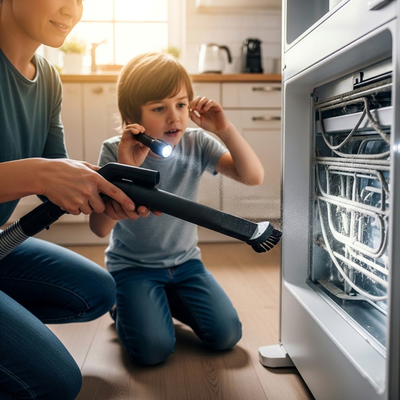 Whirlpool refrigerator maintenance in progress