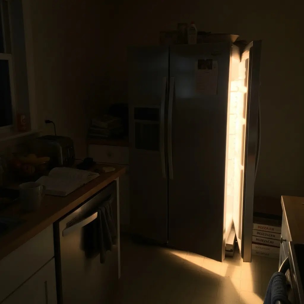 Back of Whirlpool refrigerator showing compressor running nonstop