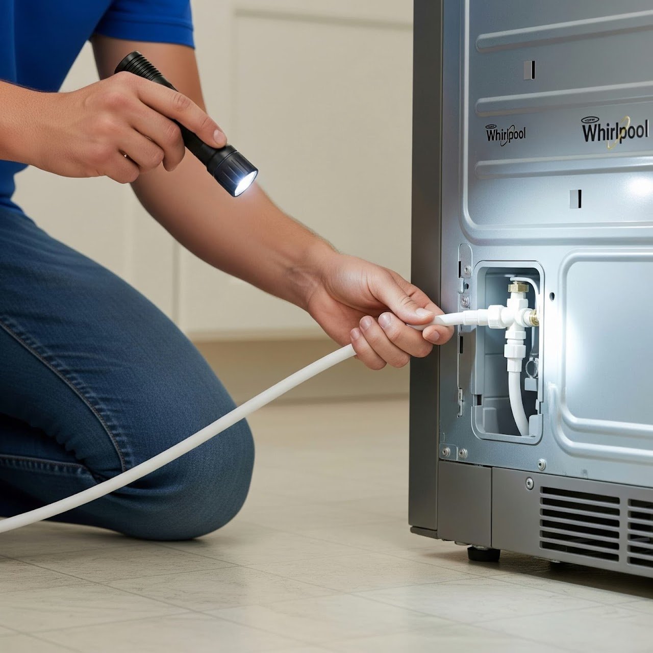 Whirlpool refrigerator—water line inspection