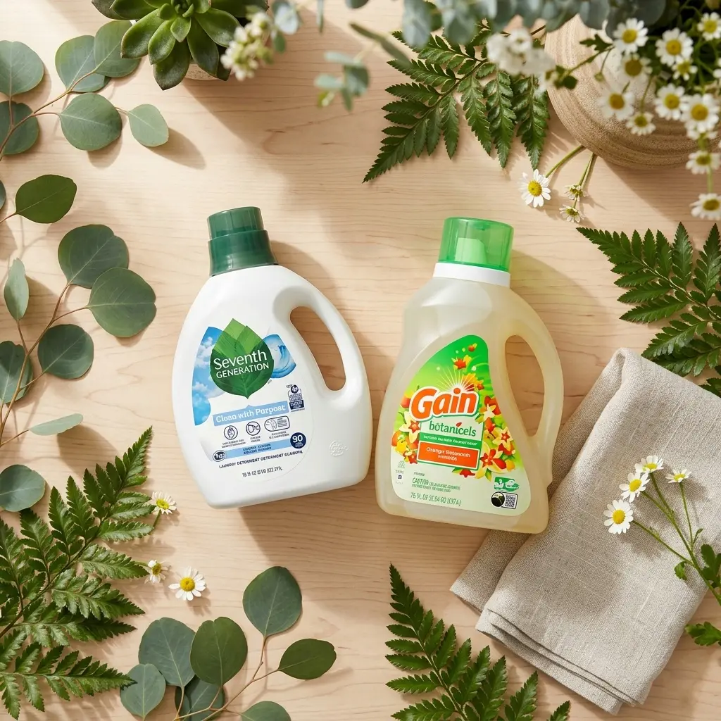 Eco-friendly plant-based HE detergents for LG and Samsung washing machines, Seventh Generation and Gain Botanicals