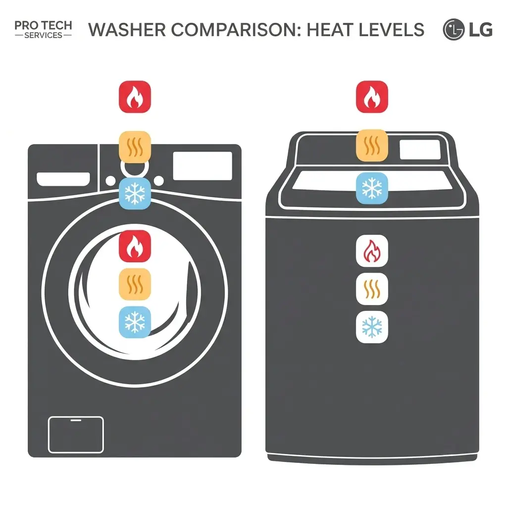Comparison of LG washer panel heat by front load vs top load