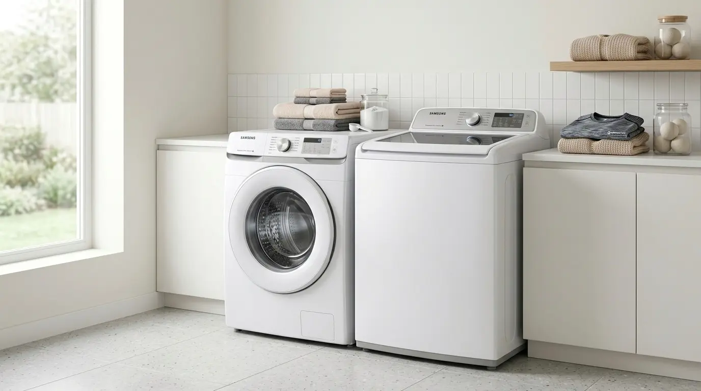 Samsung front load vs top load washing machine comparison 2026