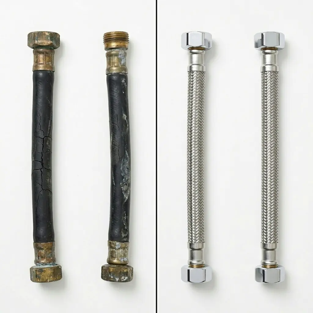Stainless steel braided inlet hose for washing machine — upgrade from rubber hose to prevent flooding and extend lifespan 2026