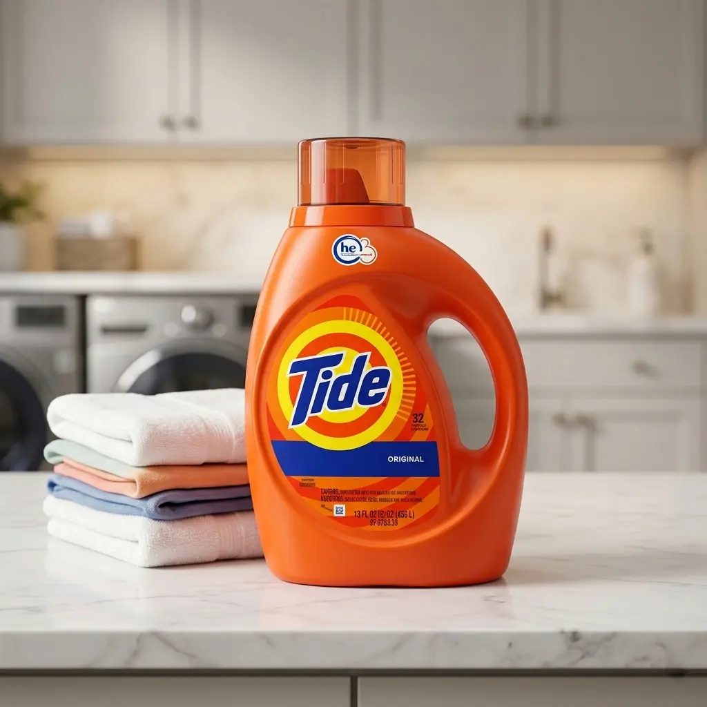 Tide HE Turbo Clean liquid detergent recommended for LG and Samsung high-efficiency washing machines
