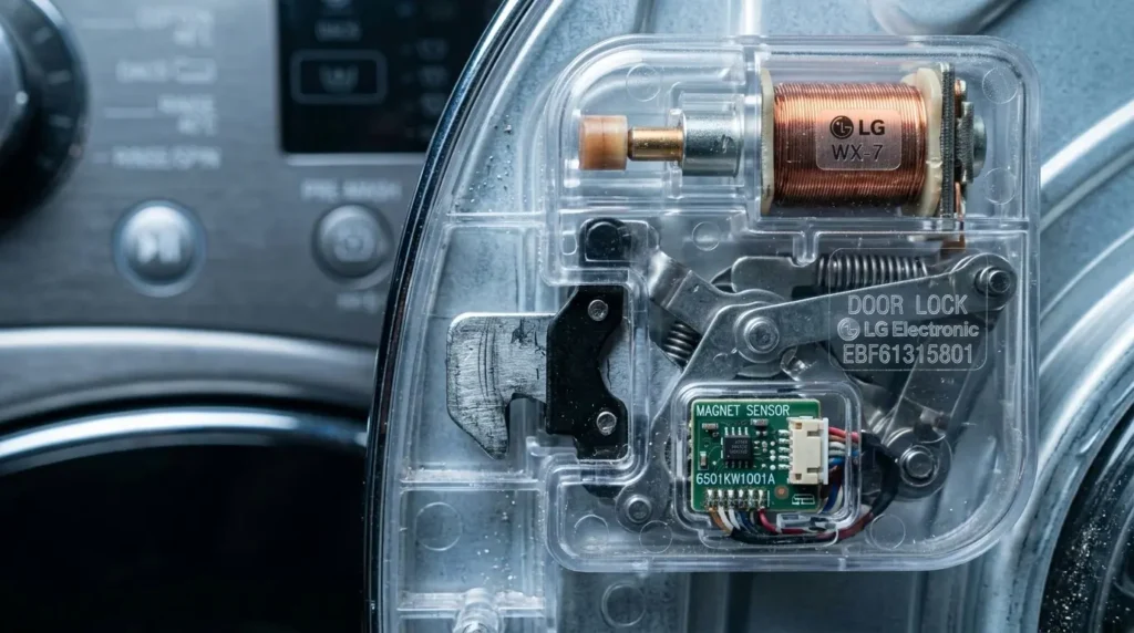 LG washing machine door lock assembly causing dE error code