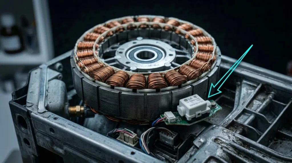 Hall sensor location on LG inverter direct drive motor stator