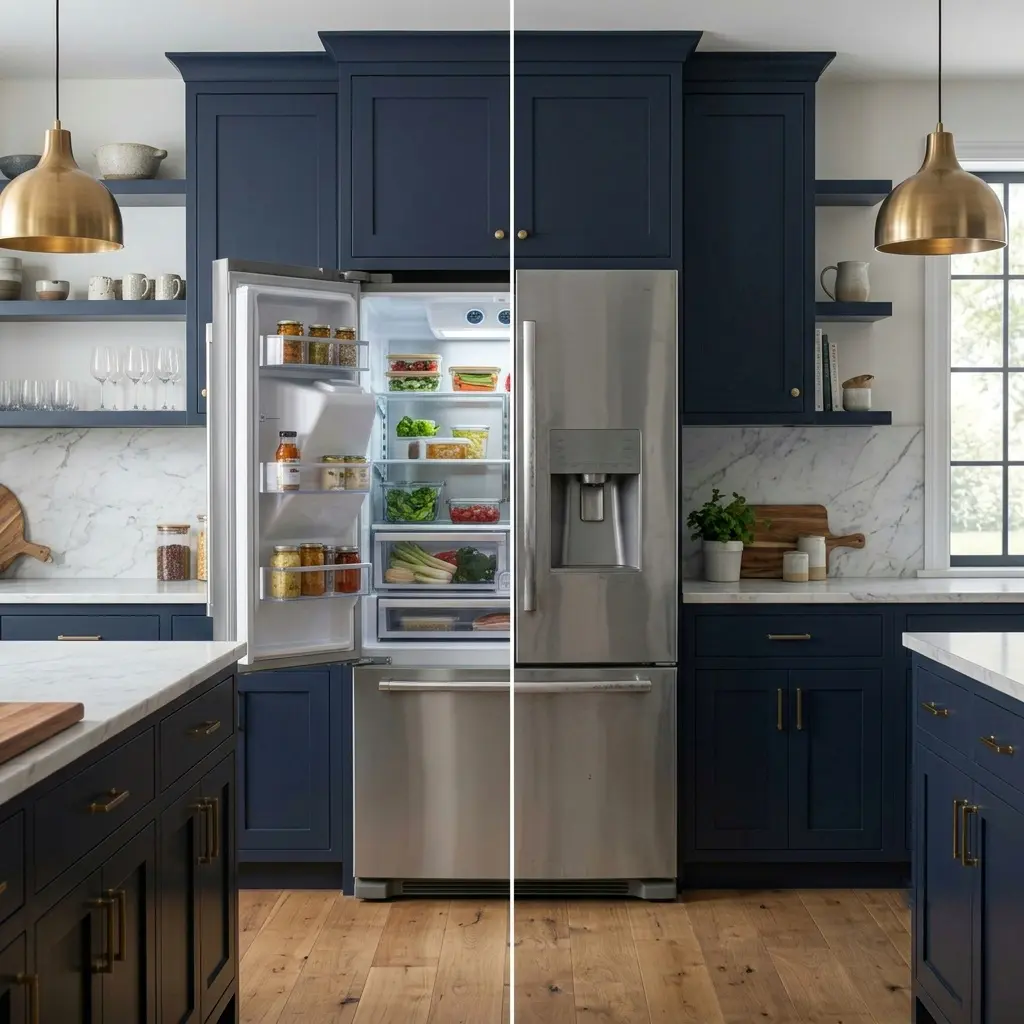 Two refrigerators shown in a kitchen setting representing long term appliance lifespan and durability comparison