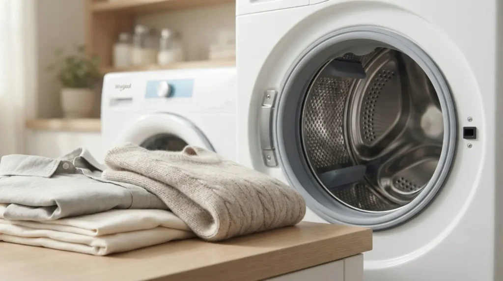 whirlpool washer control panel showing an energy-efficient wash cycle setting