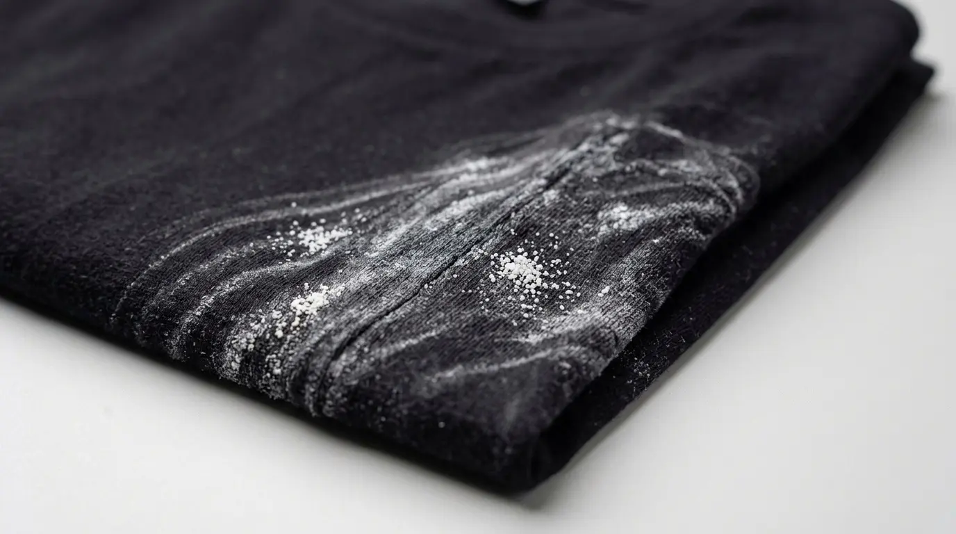 White residue streaks on dark clothing from Bosch washer
