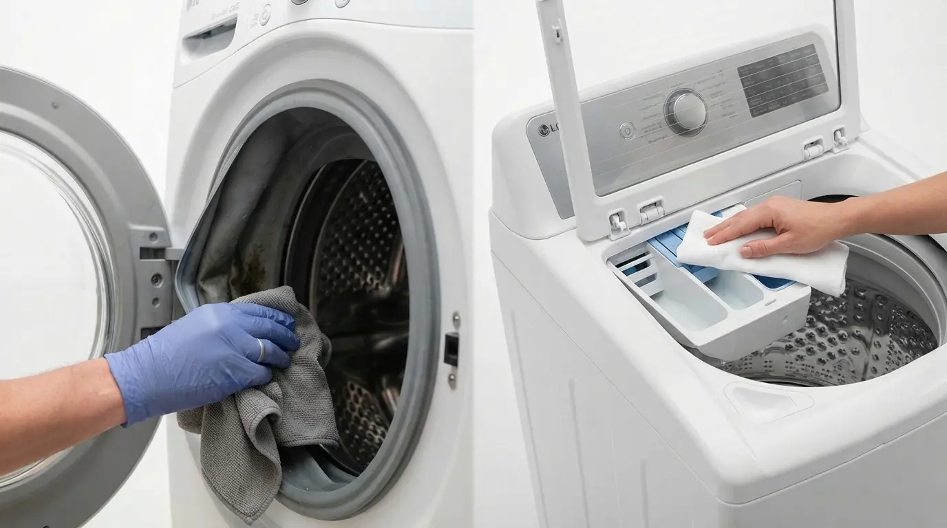 Cleaning LG washing machine front load vs top load models